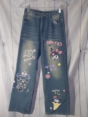 Hello Kitty Sanrio Kuromi Cartoon Grafitti Y2K Jeans